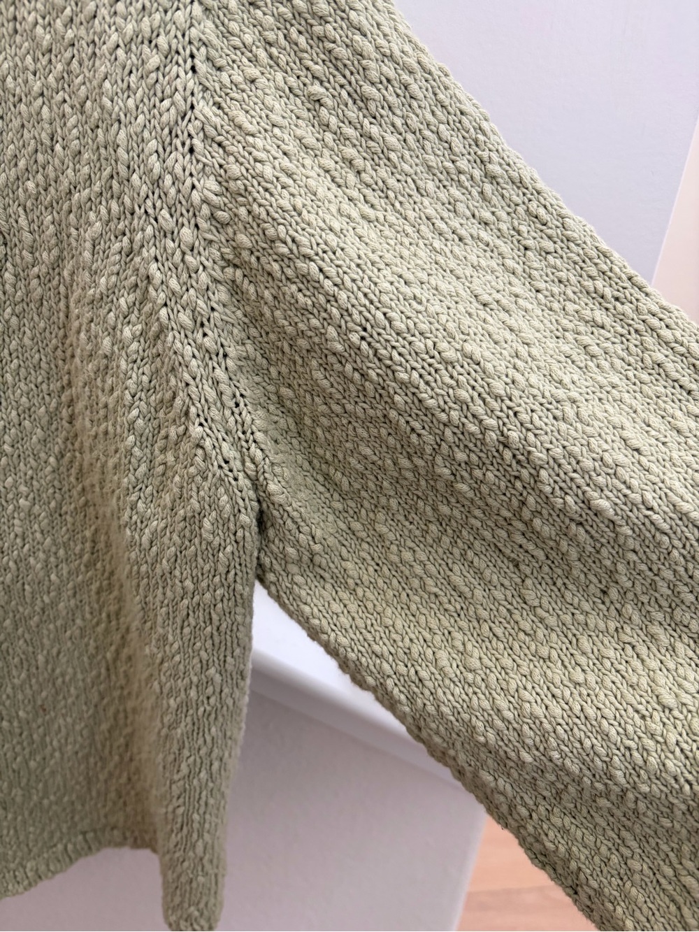 & Other Stories Light Sage Bouclé V-Neck Button Cardigan - Picture 6 of 7